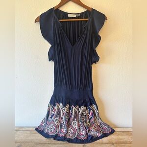 Ramy Brook Blue Dress w/Embroidery and Sequin on Skirt Size S/P